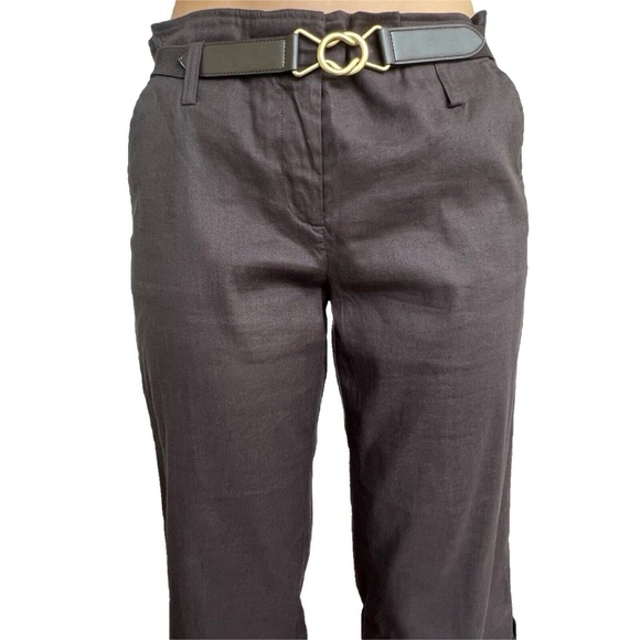 Laundry Shelli Segal Capri Pants Cropped Brown Paper Bag 3/4 Crop Cuffed Size 4 - Picture 5 of 9
